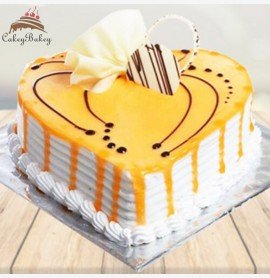 Heart shape butterscotch cake 