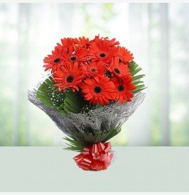 15 Red Gerbera Hand Bouquet
