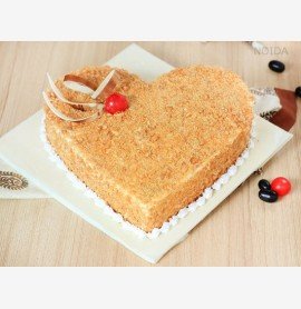 Crunchy Heart shape butterscotch cake 